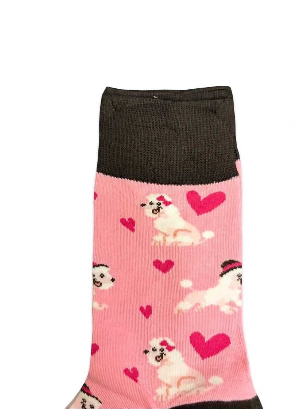 Poodle Dog Hearts Novelty Crew Socks One Size Fits Most